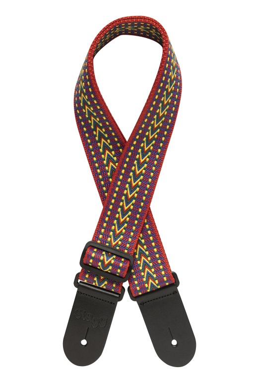 Woven cotton guitar strap with rafter pattern