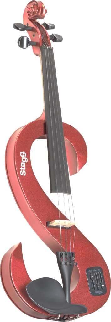 Metallic Red Stagg EVN 4/4 MRD Silent Violin Set with Case