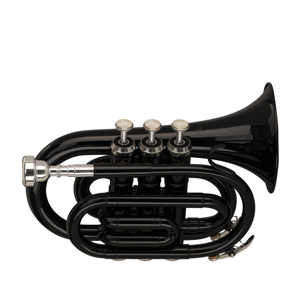 Bb pocket trumpet, ML-bore, brass body, black » Stagg