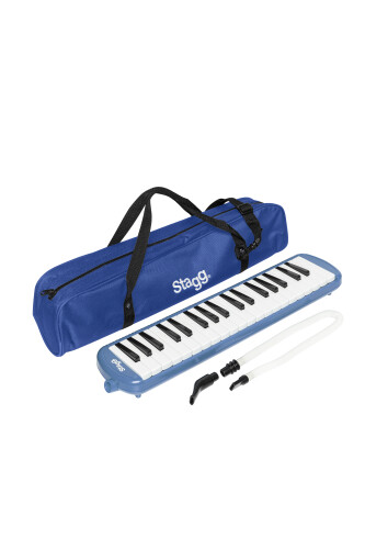 Stagg MELOSTA32BL Blue Plastic Melodica Reed Keyboard 32 keys w/Mouthpiece &Case 