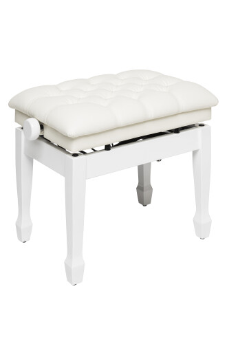 Stagg PB39 IVP VWH Adjustable Height Piano Bench with White Velvet Top White 