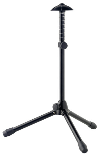 Foldable trumpet stand with plastic spring powered, adjustable bell support